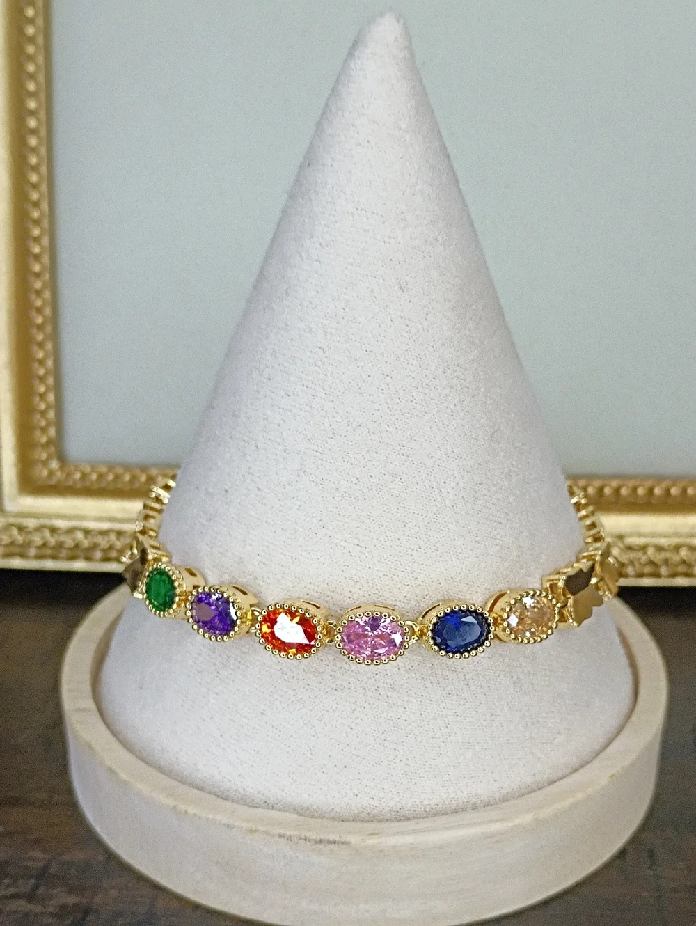 New Gold Plated Multicolor Gemstone Bracelet - Women Jewelry